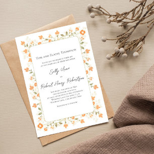 Elegant Wedding Peach Floral Script Einladung