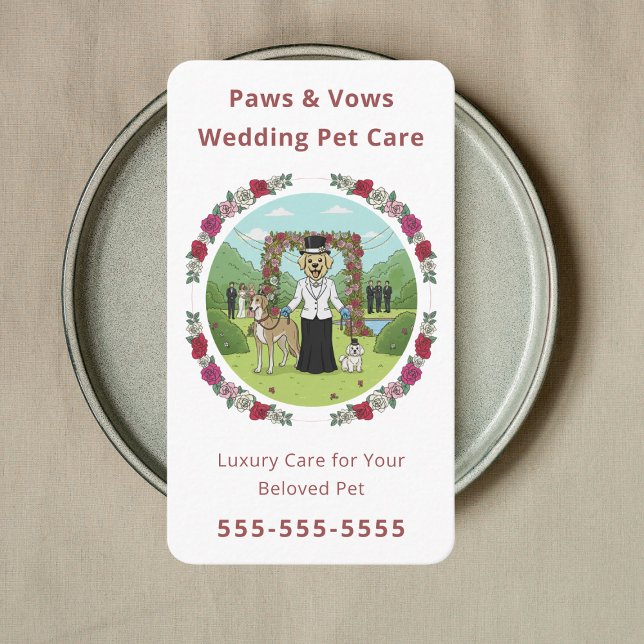 Elegant Wedding Pet Sitter Wedding Pet Attendant Visitenkarte (Von Creator hochgeladen)