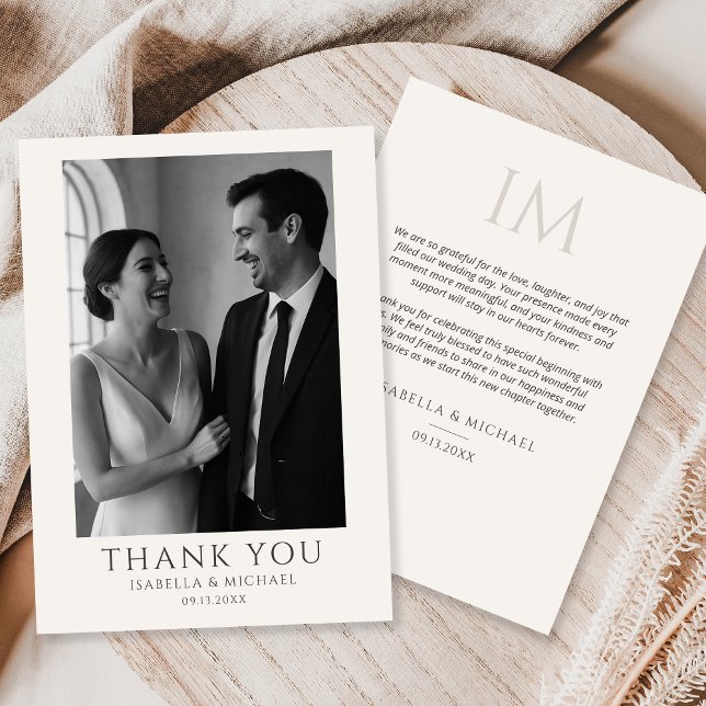 Elegant Wedding Photo Card With Message Dankeskarte (Von Creator hochgeladen)