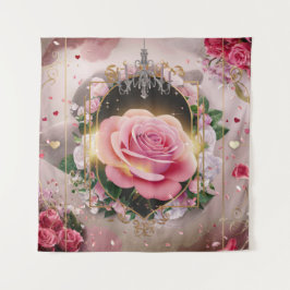Elegant Wedding Pink Rose Mural #4 Wandteppich