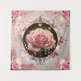 Elegant Wedding Pink Rose Mural #5 Wandteppich