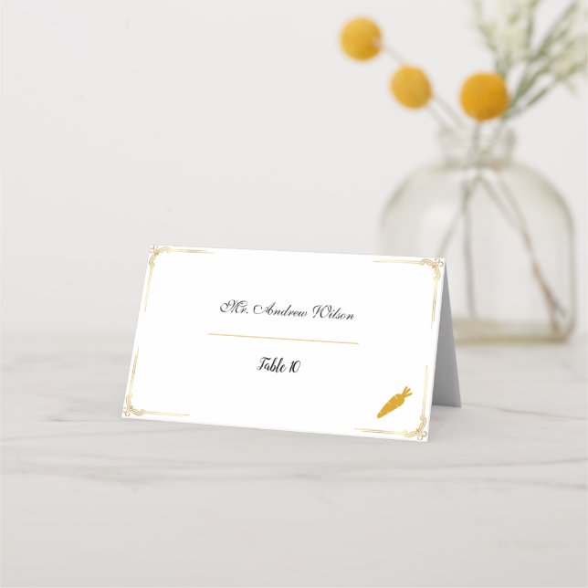 Elegant Wedding Place Cards with Meal Icons Platzkarte (Vorderseite)