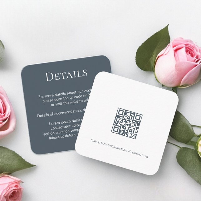 Elegant Wedding Plain Simple QR Code Begleitkarte (Elegant Wedding Plain Simple QR Code Enclosure Cards from Ricaso. Add your details to this card)