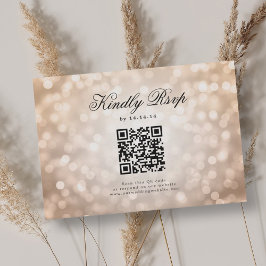 Elegant Wedding QR UAWG Bokeh Lights Rose Gold RSVP Karte