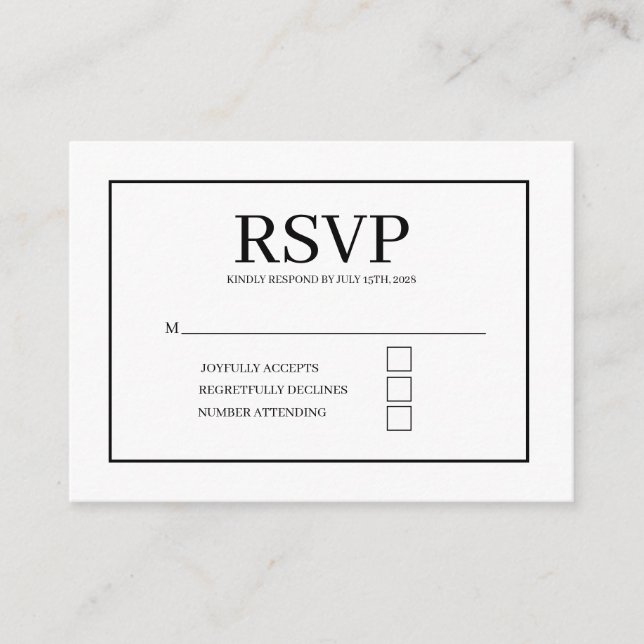 elegant wedding RSVP enclosure card  Begleitkarte (Vorderseite)