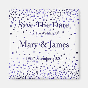 Elegant Wedding Save the Date Blue Glitzer Sparkle Magnet