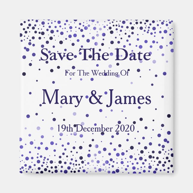 Elegant Wedding Save the Date Blue Glitzer Sparkle Magnet (Vorne)