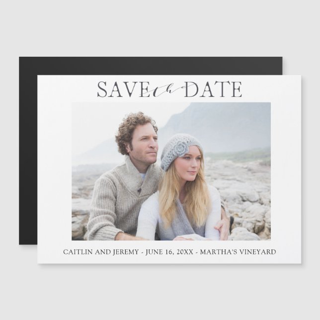 Elegant Wedding Save the Date Foto Magets Magneteinladung (Vorne/Hinten)