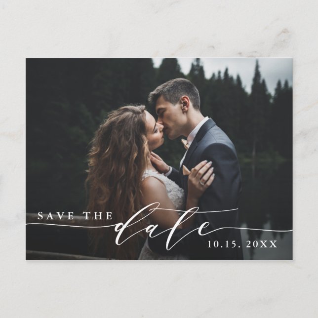 Elegant Wedding Save the Date Foto Postkarte (Vorderseite)