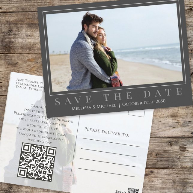Elegant Wedding Save the Date Foto Postkarte (Von Creator hochgeladen)