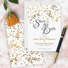 Elegant Wedding Save the Date Gold Confetti Einladung