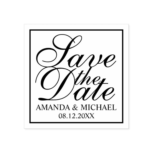 Elegant Wedding Save the Date Gummistempel (Prägung)
