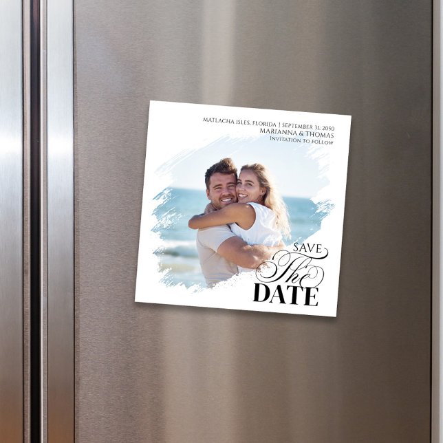 Elegant Wedding Save the Date Photo Magnetic Magnetkarte (Wedding Save the date photo magnet)