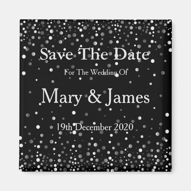 Elegant Wedding Save the Date Sparkle Magnet (Vorne)
