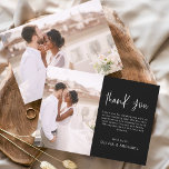 Elegant Wedding Schwarz-weiß Dankeschön Foto Dankeskarte<br><div class="desc">Minimalistisch Schwarz und Weiß Hochzeit Dankeschön Karten,  die ein Foto auf der Vorder- und Rückseite haben. Die Dankeschön-Karten enthalten eine moderne,  handgeschriebene,  kursive Schriftzeichen-Typografie,  die elegant,  einfach und modern nach Ihrer Hochzeitsfeier zu benutzen sind.</div>