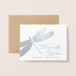 Elegant Wedding Silver Dragonfly Danke Karten