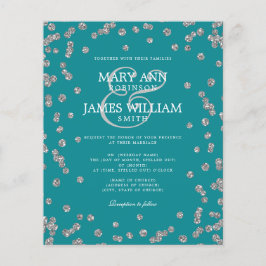 Elegant Wedding Silver Glitzer Confetti Aquamarin