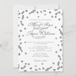 Elegant Wedding Silver Glitzer Confetti Einladung