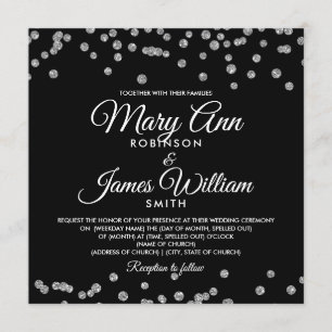 Elegant Wedding Silver Imitats Glitzer Confetti Bl Einladung