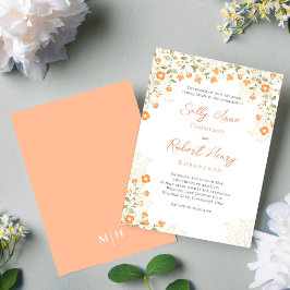 Elegant Wedding Simple Peach Floral Einladung