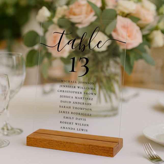 Elegant Wedding Table Number And Seating Chart Acrylschild (Von Creator hochgeladen)