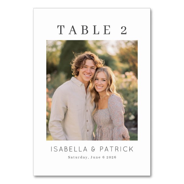 Elegant Wedding Table Number Card Tischnummer (Vorderseite)