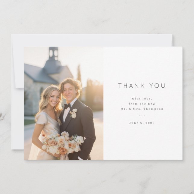 Elegant Wedding Thank You Card Dankeskarte (Vorderseite)