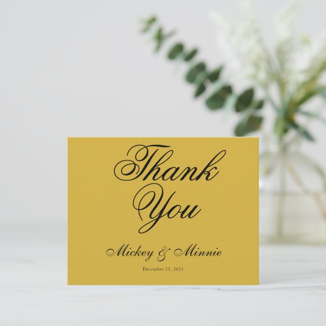 Elegant Wedding Thank You Card for Newlyweds Mitteilungskarte (Stehend Vorderseite)