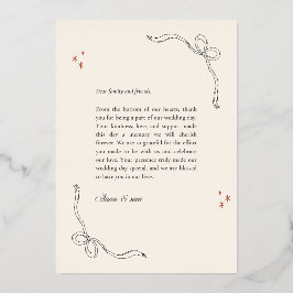 Elegant Wedding Thank-You Card – Ribbon Corners wi Folieneinladung