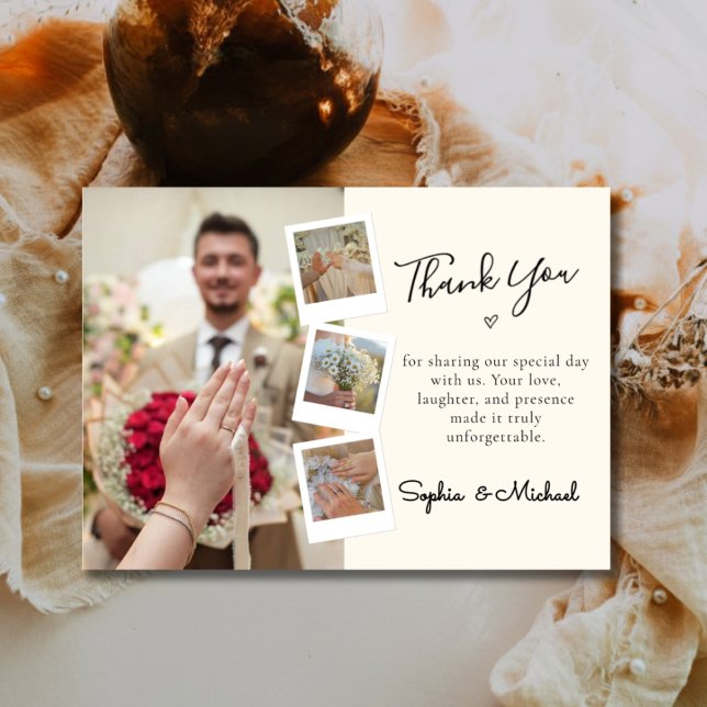 Elegant Wedding Thank You Photo Collage Dankeskarte (Von Creator hochgeladen)