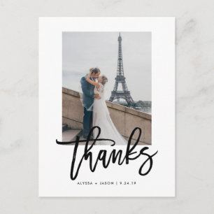 Elegant Wedding Thank You with Foto Postkarte