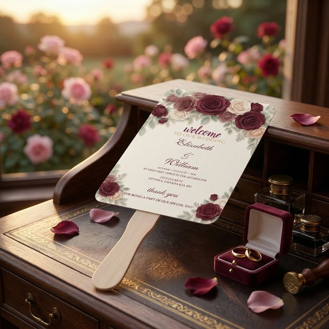 Elegant Wedding Timeline Program Hand Fan Fächer (Von Creator hochgeladen)