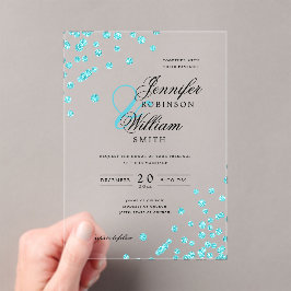 Elegant Wedding Türkis Glitzer Confetti Themed Acryleinladungen