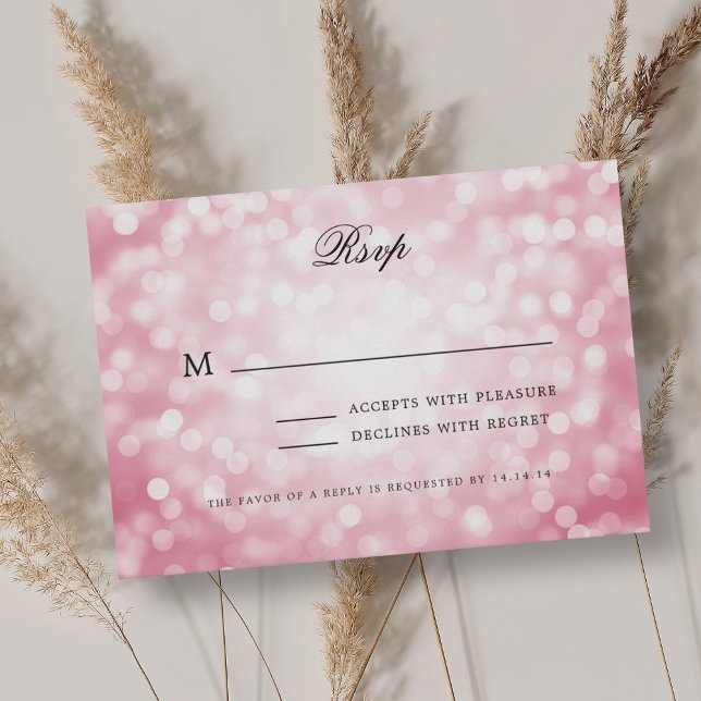 Elegant Wedding UAWG Bokeh Lights Blush Pink RSVP Karte (Elegant Wedding RSVP Bokeh Lights Blush Pink )
