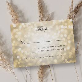 Elegant Wedding UAWG Bokeh Lights Vintag Gold RSVP Karte