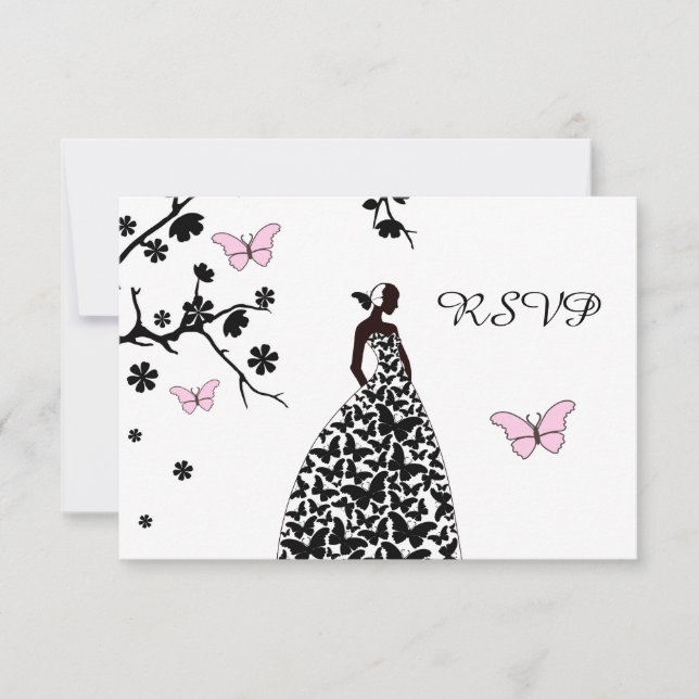 Elegant Wedding UAWG Bride Butterflies RSVP Karte (Vorderseite)