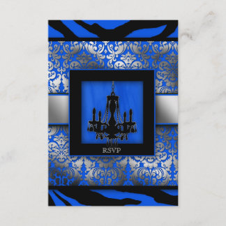 Elegant Wedding UAWG Chandelier Zebra Blue Einladung