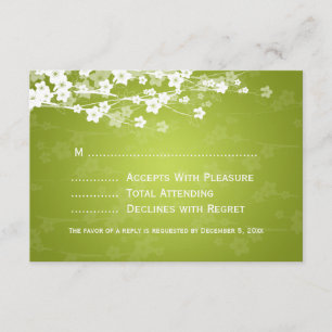 Elegant Wedding UAWG Cherry Blossom Lime Green RSVP Karte