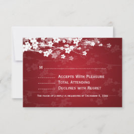 Elegant Wedding UAWG Cherry Blossom Red RSVP Karte