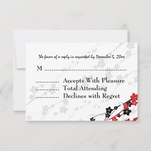 Elegant Wedding UAWG Japanisch Blume Red RSVP Karte (Vorderseite)