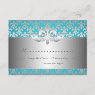 Elegant Wedding UAWG Lilie Blue RSVP Karte
