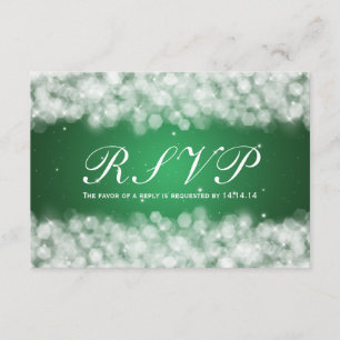 Elegant Wedding UAWG Party Sparkle Emerald Green RSVP Karte