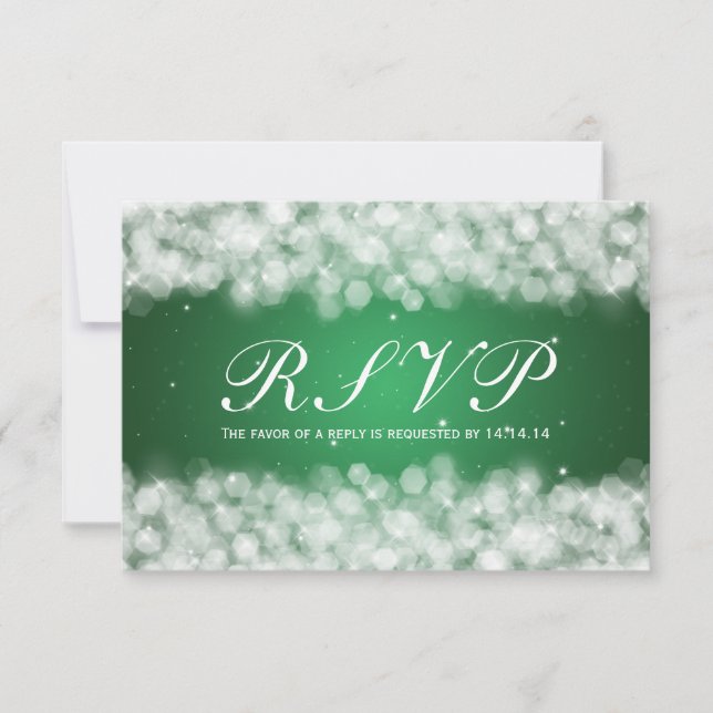 Elegant Wedding UAWG Party Sparkle Emerald Green RSVP Karte (Vorderseite)