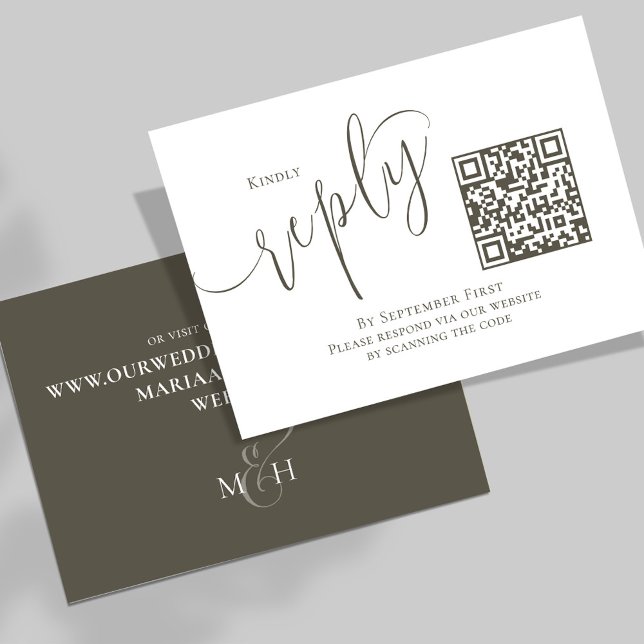 Elegant Wedding UAWG QR Code Einfaches Skript RSVP Karte (Wedding RSVP QRR code calligraphy script template. )