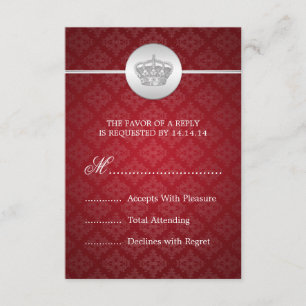 Elegant Wedding UAWG Royal Crown Red RSVP Karte