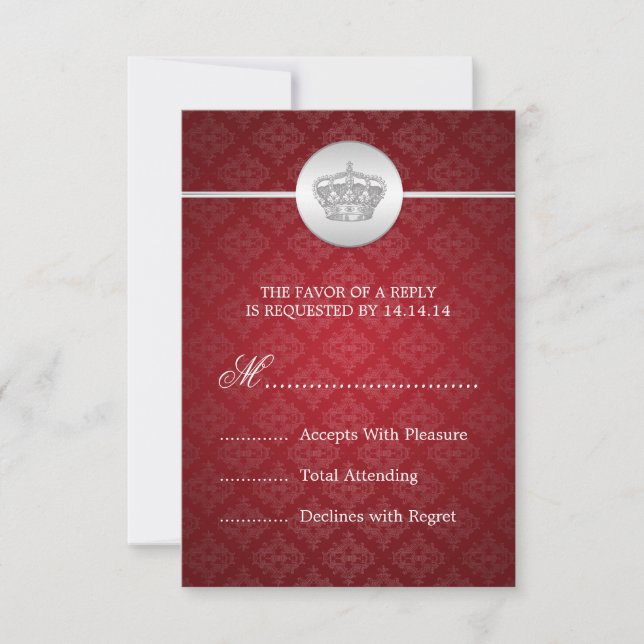Elegant Wedding UAWG Royal Crown Red RSVP Karte (Vorderseite)