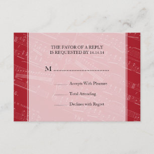 Elegant Wedding UAWG Sheet Music Red RSVP Karte