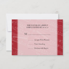 Elegant Wedding UAWG Sheet Music Red RSVP Karte