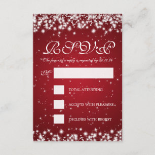 Elegant Wedding UAWG Winter Sparkle Red RSVP Karte