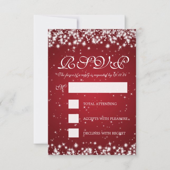 Elegant Wedding UAWG Winter Sparkle Red RSVP Karte (Vorderseite)